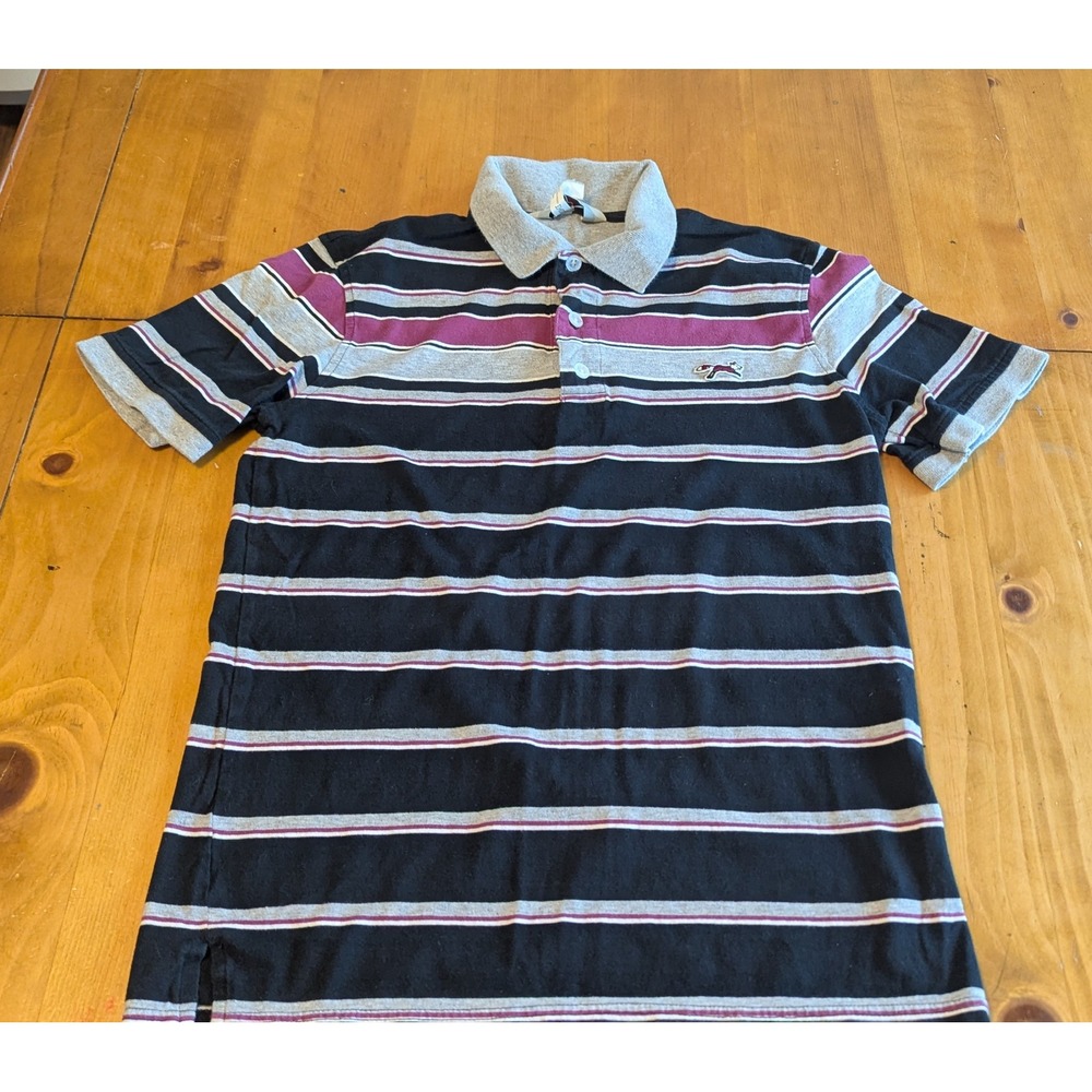 VINTAGE Retro Fox Mens Striped Polo Shirt‎